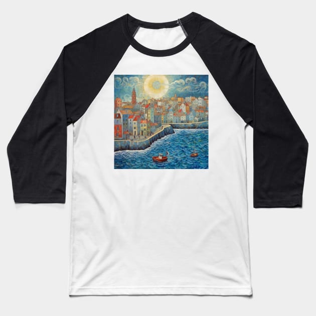 Summer Sun at Penzance Baseball T-Shirt by EpicFoxArt